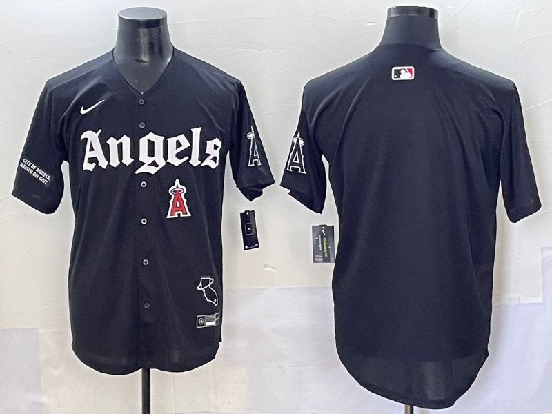 Men 2025 Los Angeles Angels Blank Black Five generations Joint Name Nike MLB Jersey style 7